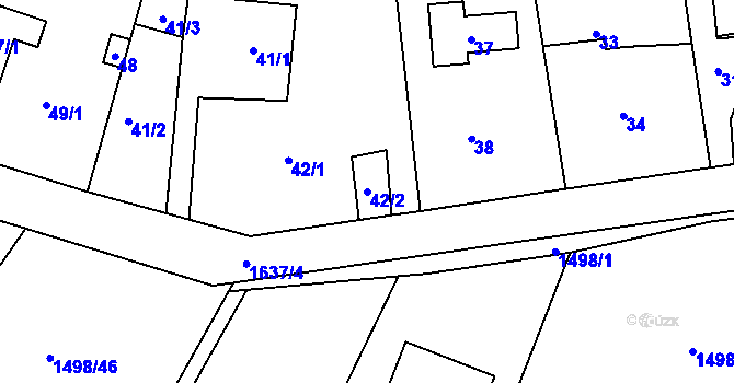Parcela st. 42/2 v KÚ Hradištko u Sadské, Katastrální mapa