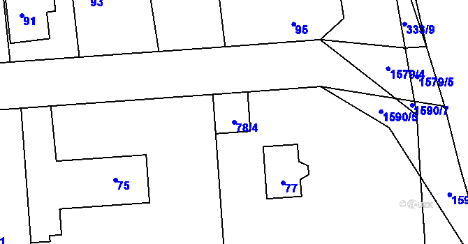 Parcela st. 78/4 v KÚ Hradištko u Sadské, Katastrální mapa