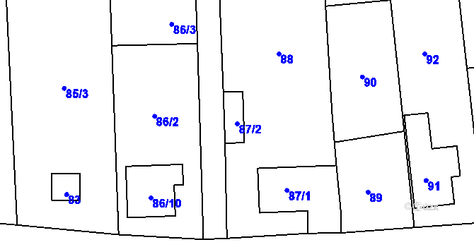 Parcela st. 87/2 v KÚ Hradištko u Sadské, Katastrální mapa