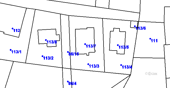 Parcela st. 113/7 v KÚ Hradištko u Sadské, Katastrální mapa