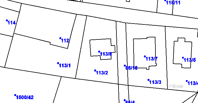 Parcela st. 113/8 v KÚ Hradištko u Sadské, Katastrální mapa