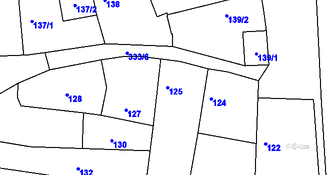 Parcela st. 125 v KÚ Hradištko u Sadské, Katastrální mapa