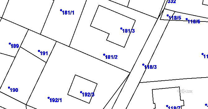 Parcela st. 181/2 v KÚ Hradištko u Sadské, Katastrální mapa