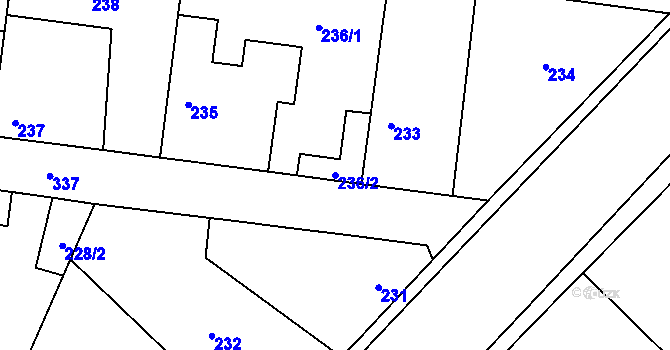 Parcela st. 236/2 v KÚ Hradištko u Sadské, Katastrální mapa