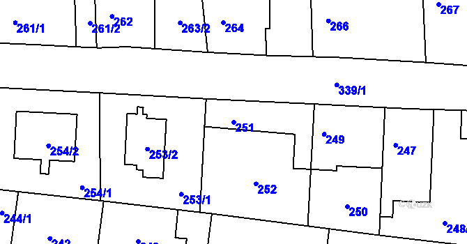 Parcela st. 251 v KÚ Hradištko u Sadské, Katastrální mapa