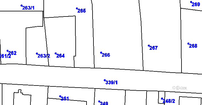 Parcela st. 266 v KÚ Hradištko u Sadské, Katastrální mapa