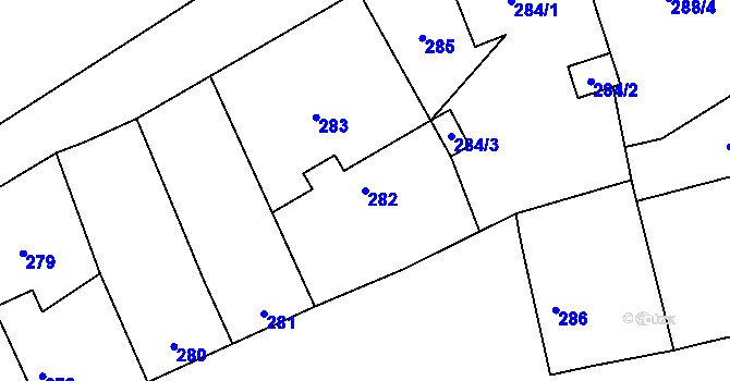 Parcela st. 282 v KÚ Hradištko u Sadské, Katastrální mapa