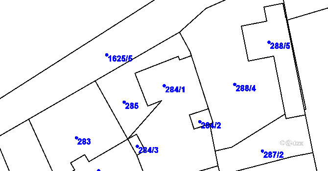Parcela st. 284/1 v KÚ Hradištko u Sadské, Katastrální mapa