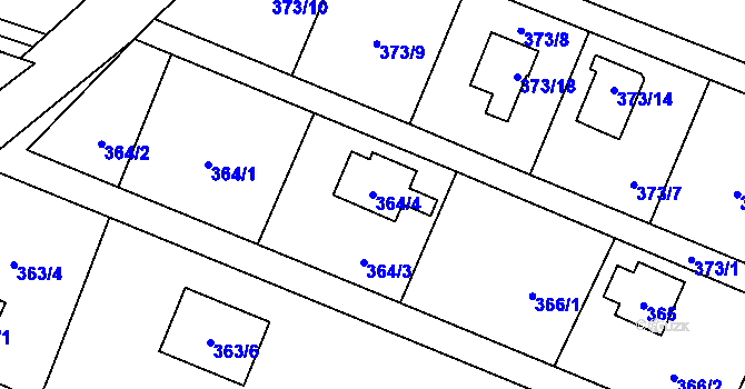 Parcela st. 364/4 v KÚ Hradištko u Sadské, Katastrální mapa