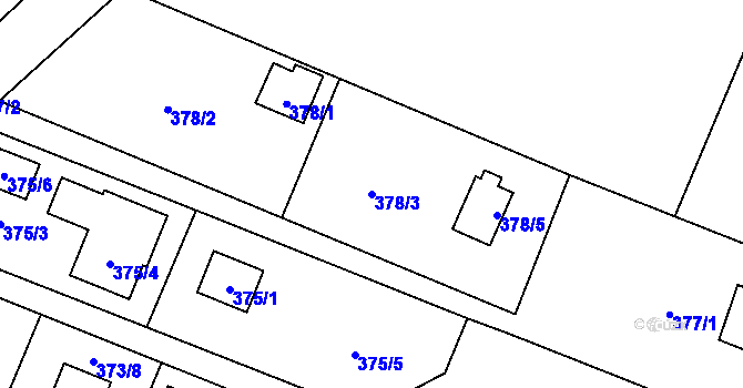 Parcela st. 378/3 v KÚ Hradištko u Sadské, Katastrální mapa