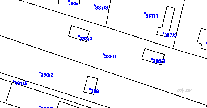Parcela st. 388/1 v KÚ Hradištko u Sadské, Katastrální mapa