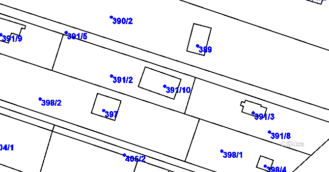 Parcela st. 391/10 v KÚ Hradištko u Sadské, Katastrální mapa