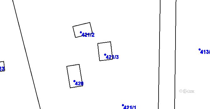 Parcela st. 421/3 v KÚ Hradištko u Sadské, Katastrální mapa