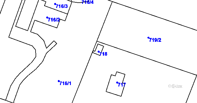 Parcela st. 718 v KÚ Hradištko u Sadské, Katastrální mapa