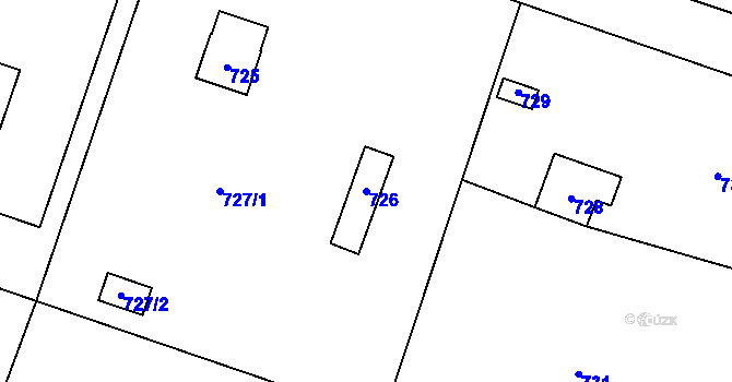 Parcela st. 726 v KÚ Hradištko u Sadské, Katastrální mapa