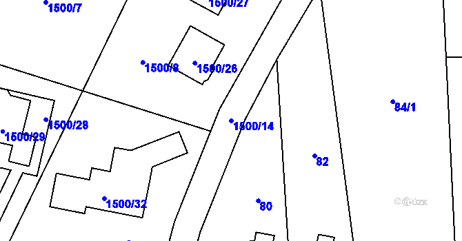 Parcela st. 1500/14 v KÚ Hradištko u Sadské, Katastrální mapa