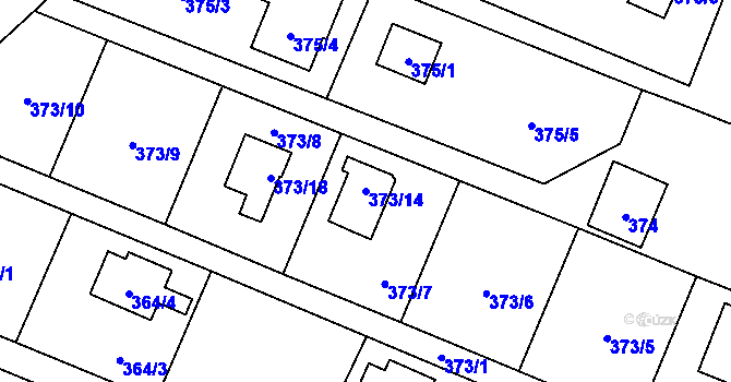 Parcela st. 373/14 v KÚ Hradištko u Sadské, Katastrální mapa