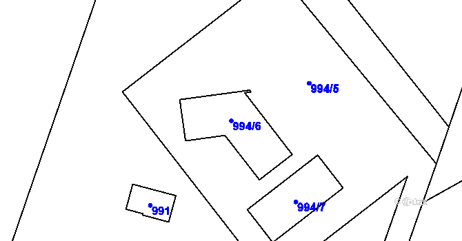 Parcela st. 994/6 v KÚ Hradištko u Sadské, Katastrální mapa
