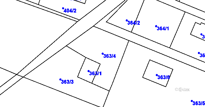 Parcela st. 363/4 v KÚ Hradištko u Sadské, Katastrální mapa