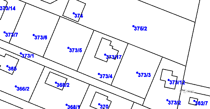 Parcela st. 373/17 v KÚ Hradištko u Sadské, Katastrální mapa