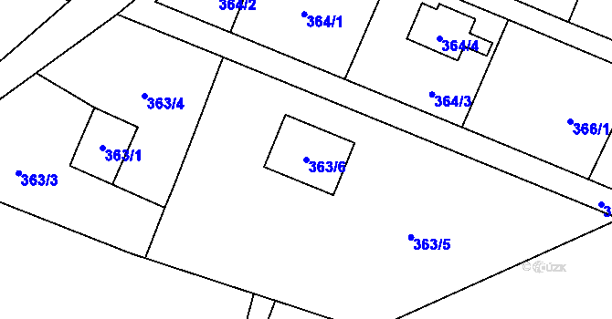 Parcela st. 363/6 v KÚ Hradištko u Sadské, Katastrální mapa