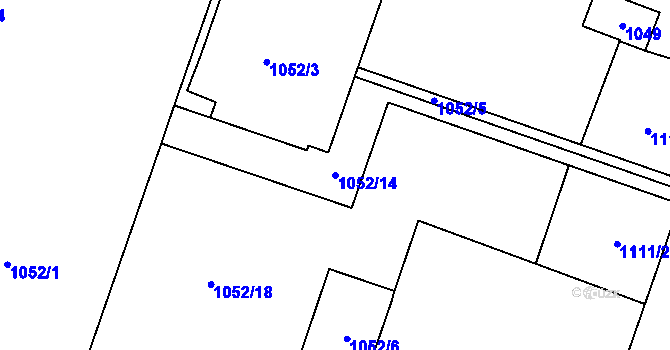 Parcela st. 1052/14 v KÚ Hradištko u Sadské, Katastrální mapa