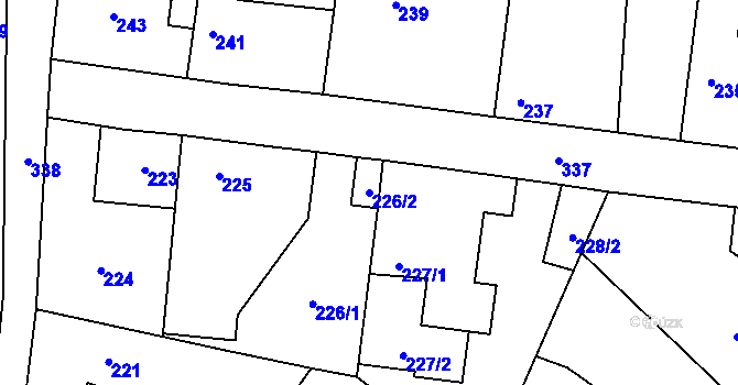 Parcela st. 226/2 v KÚ Hradištko u Sadské, Katastrální mapa