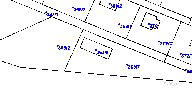 Parcela st. 363/8 v KÚ Hradištko u Sadské, Katastrální mapa