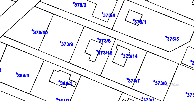 Parcela st. 373/18 v KÚ Hradištko u Sadské, Katastrální mapa