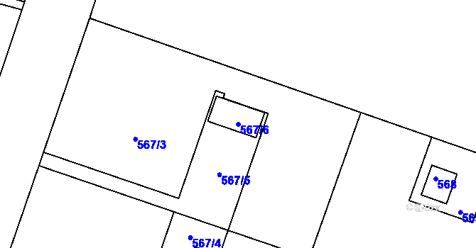 Parcela st. 567/6 v KÚ Hradištko u Sadské, Katastrální mapa