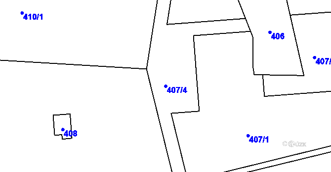 Parcela st. 407/4 v KÚ Hradištko u Sadské, Katastrální mapa