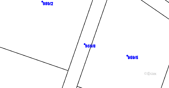 Parcela st. 959/8 v KÚ Hradištko u Sadské, Katastrální mapa