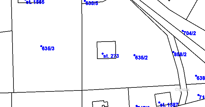 Parcela st. 273 v KÚ Hradištko pod Medníkem, Katastrální mapa