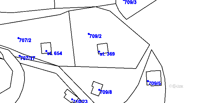 Parcela st. 369 v KÚ Hradištko pod Medníkem, Katastrální mapa