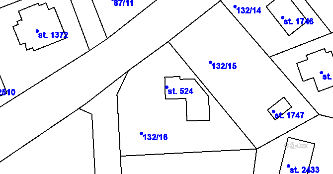 Parcela st. 524 v KÚ Hradištko pod Medníkem, Katastrální mapa