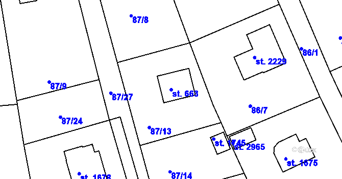 Parcela st. 663 v KÚ Hradištko pod Medníkem, Katastrální mapa
