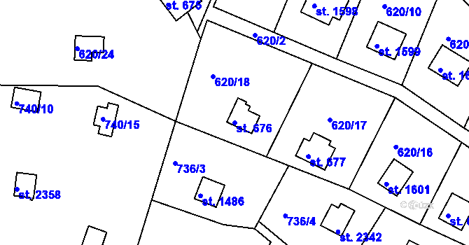 Parcela st. 676 v KÚ Hradištko pod Medníkem, Katastrální mapa