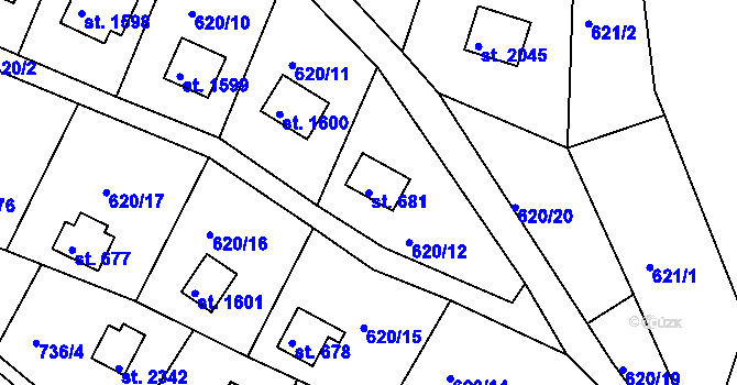 Parcela st. 681 v KÚ Hradištko pod Medníkem, Katastrální mapa