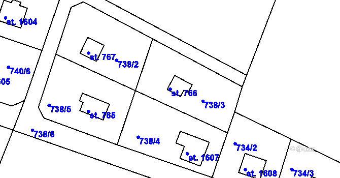 Parcela st. 766 v KÚ Hradištko pod Medníkem, Katastrální mapa