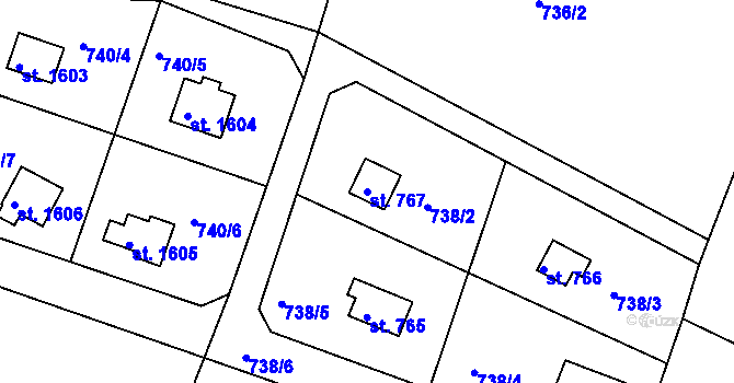 Parcela st. 767 v KÚ Hradištko pod Medníkem, Katastrální mapa