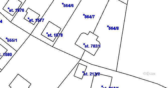Parcela st. 782/1 v KÚ Hradištko pod Medníkem, Katastrální mapa