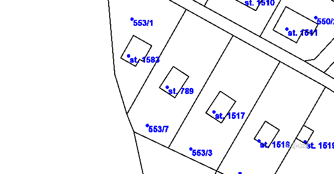 Parcela st. 789 v KÚ Hradištko pod Medníkem, Katastrální mapa