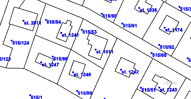 Parcela st. 1011 v KÚ Hradištko pod Medníkem, Katastrální mapa