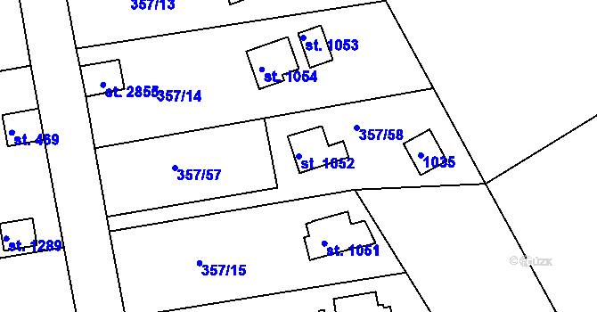 Parcela st. 1052 v KÚ Hradištko pod Medníkem, Katastrální mapa