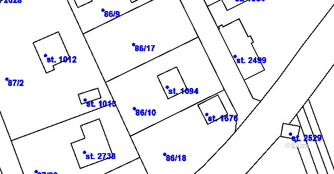 Parcela st. 1094 v KÚ Hradištko pod Medníkem, Katastrální mapa