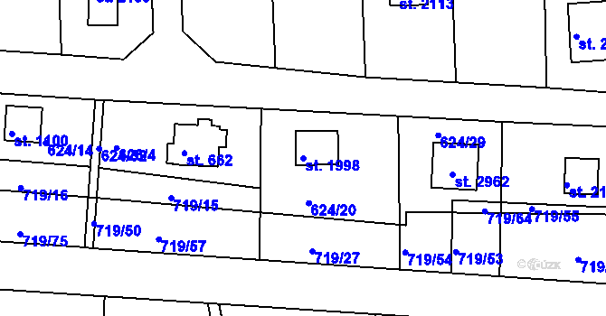 Parcela st. 1998 v KÚ Hradištko pod Medníkem, Katastrální mapa