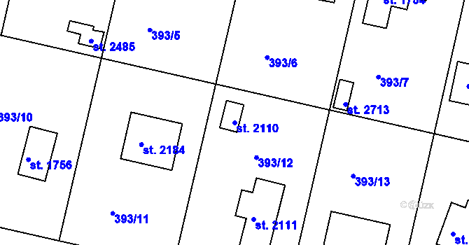 Parcela st. 2110 v KÚ Hradištko pod Medníkem, Katastrální mapa