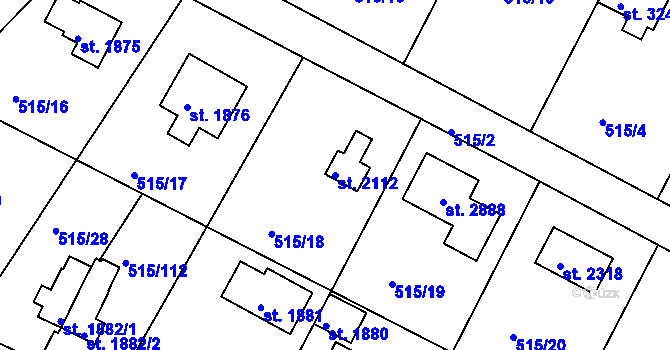 Parcela st. 2112 v KÚ Hradištko pod Medníkem, Katastrální mapa