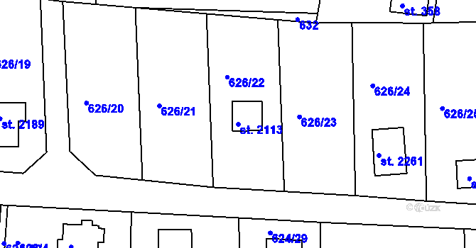 Parcela st. 2113 v KÚ Hradištko pod Medníkem, Katastrální mapa