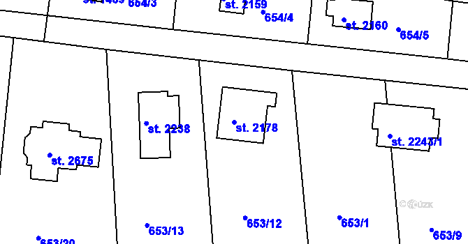 Parcela st. 2178 v KÚ Hradištko pod Medníkem, Katastrální mapa